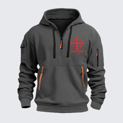 Zipper Hoodies - Jerusalem Cross Deus Vult