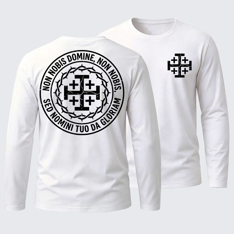 [Copy]Make No Peace with Evil Knight Templar Jerusalem Cross Cotton Long Sleeve T-Shirt