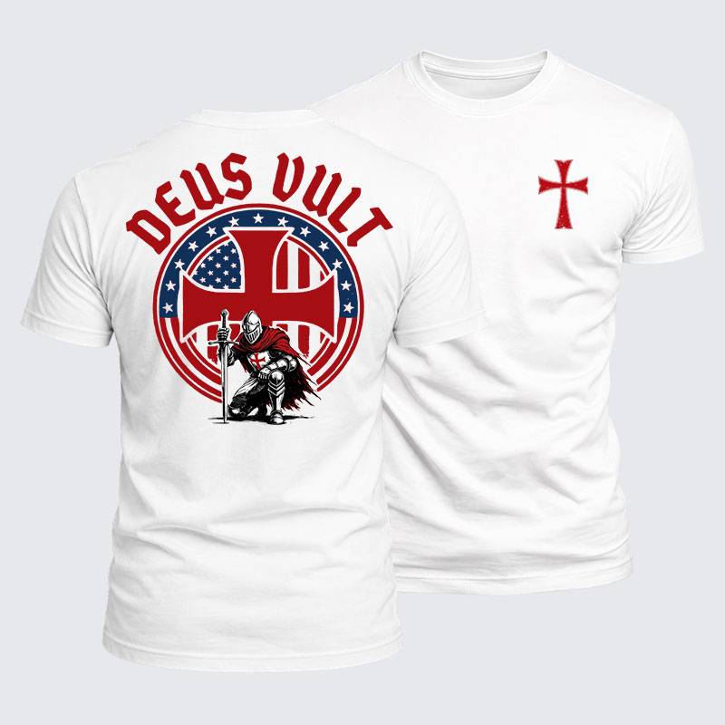 Luxe Mercerized Cotton Tee - Templar Knight Crusader Deus Vult