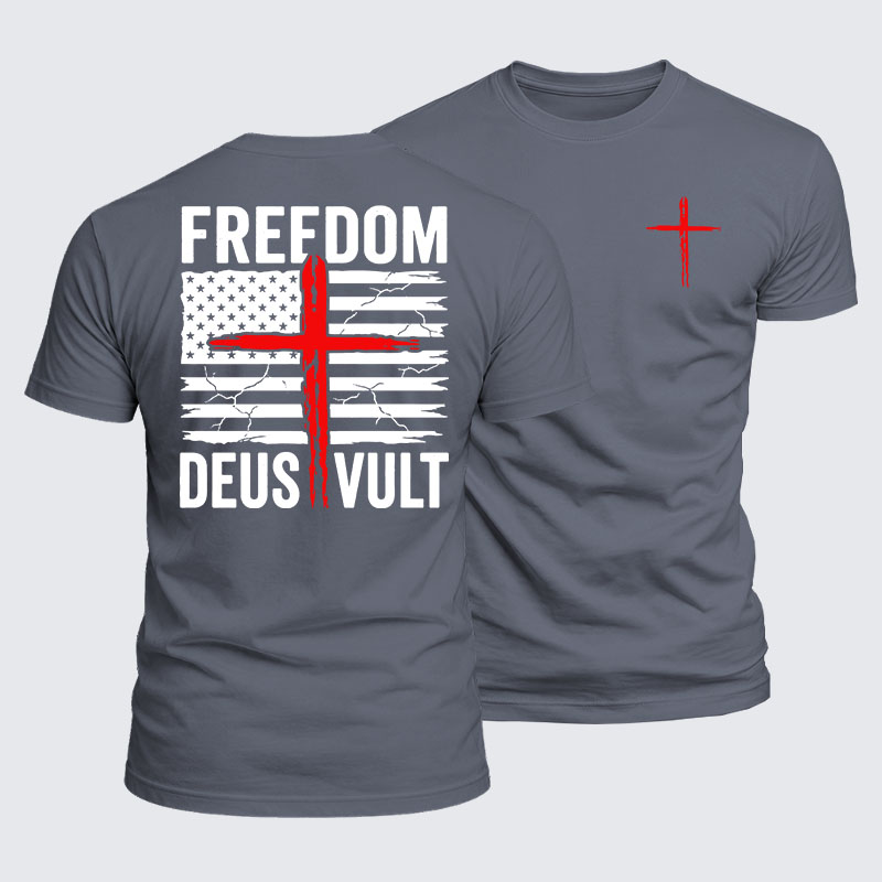 Luxe Mercerized Cotton Tee - Deus Vult American Flag Freedom