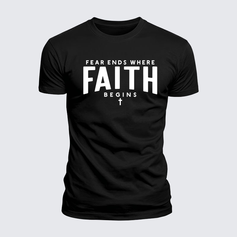 Luxe Mercerized Cotton Tee - Fear Ends Where Faith Begins