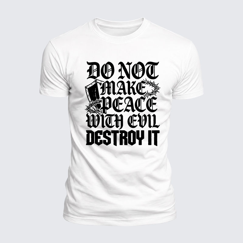 Luxe Mercerized Cotton Tee -  Make No Peace with Evil Knight Templar Jerusalem Cross