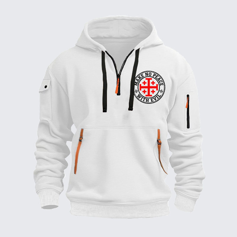 Zipper Hoodies - Make No Peace with Evil Knight Templar Jerusalem Cross