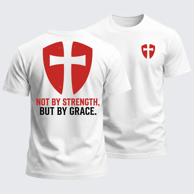 Heavyweight Cotton Tee -  Knights Templar Not By Strength, But By Grace