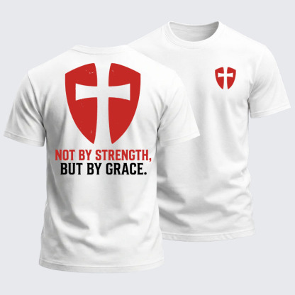 Heavyweight Cotton Tee -  Knights Templar Not By Strength, But By Grace