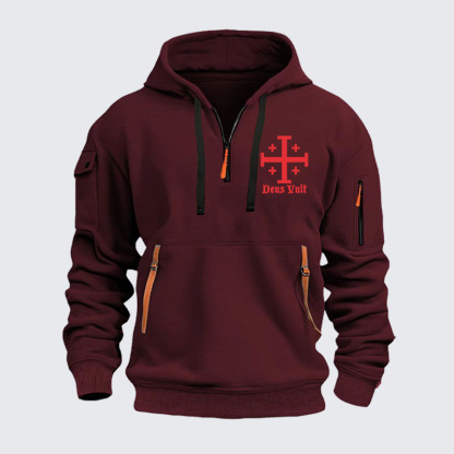 Zipper Hoodies - Jerusalem Cross Deus Vult