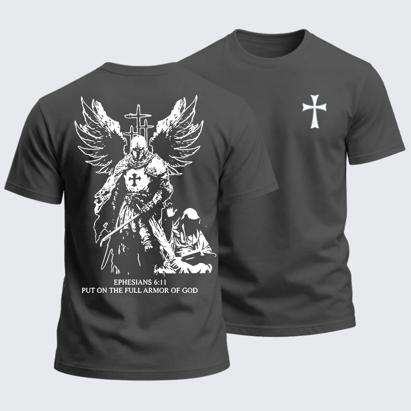 [Copy]Heavyweight Cotton Tee - Ephesians 6:11 Full Armor of God Knight