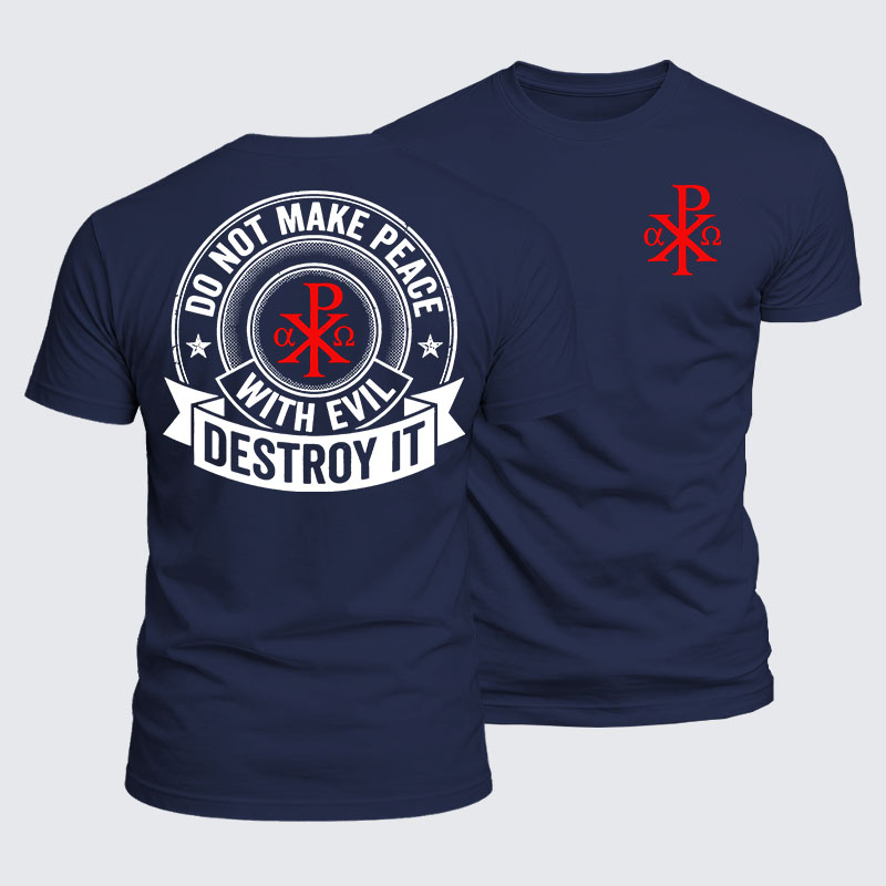Luxe Mercerized Cotton Tee -  Make No Peace with Evil Knight Templar Jerusalem Cross