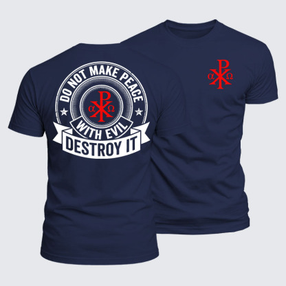 Luxe Mercerized Cotton Tee -  Make No Peace with Evil Knight Templar Jerusalem Cross