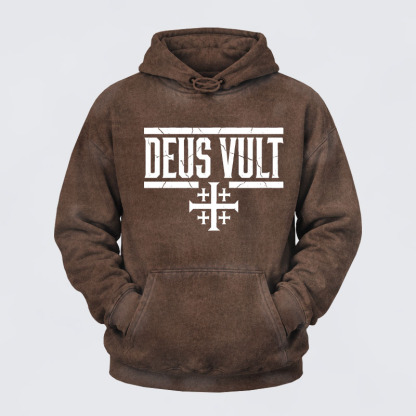Washed Hoodie - Deus Vult