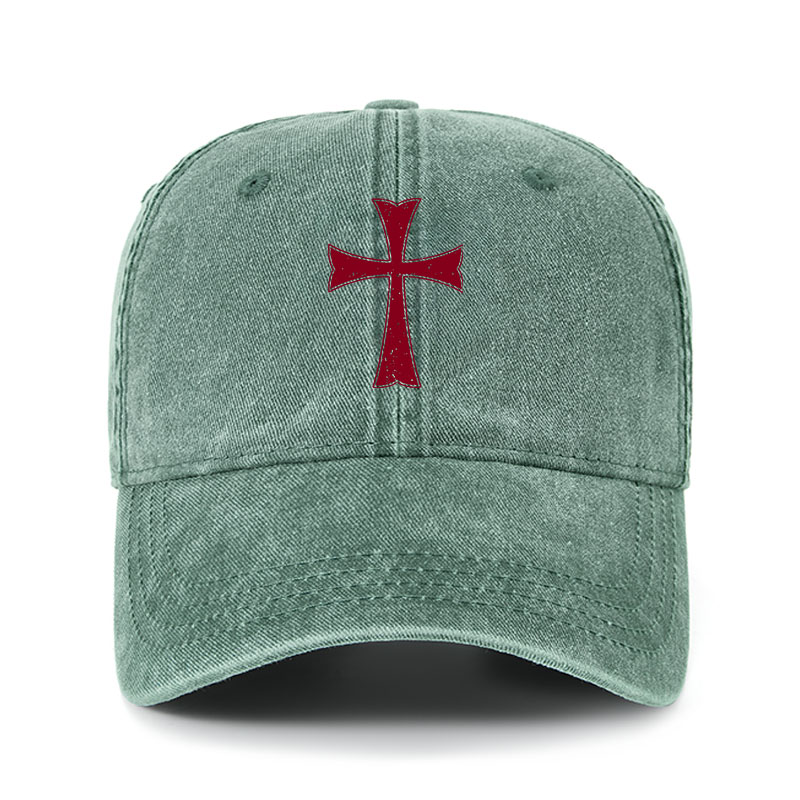 Heritage Washed Cap-Knights Templar Crusader Cross