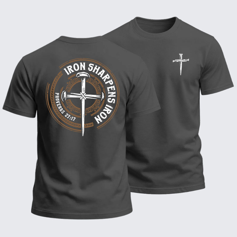 Heavyweight Cotton Tee - Iron Sharpens Iron - Proverbs 27:17