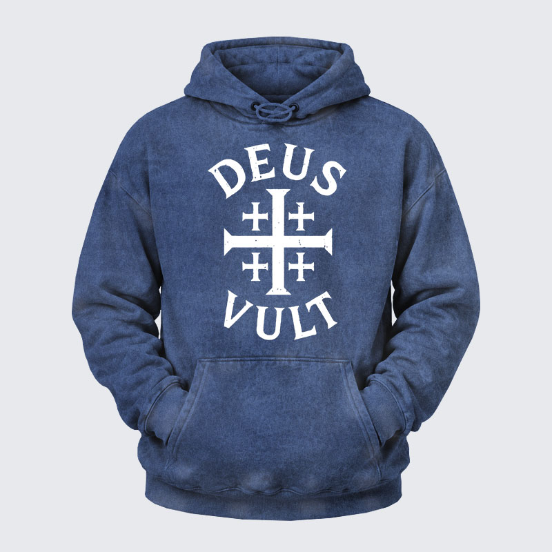 Washed Hoodie - Deus Vult