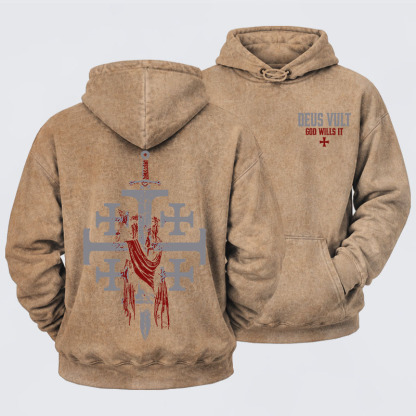 Washed Hoodie - Deus Vult: God Wills It