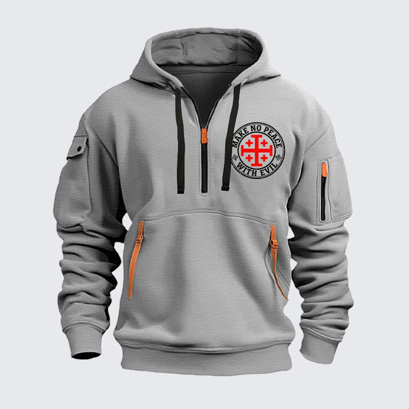 Zipper Hoodies - Make No Peace with Evil Knight Templar Jerusalem Cross