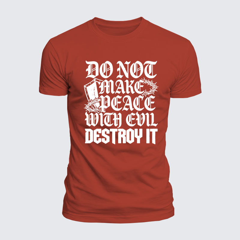 Luxe Mercerized Cotton Tee -  Make No Peace with Evil Knight Templar Jerusalem Cross