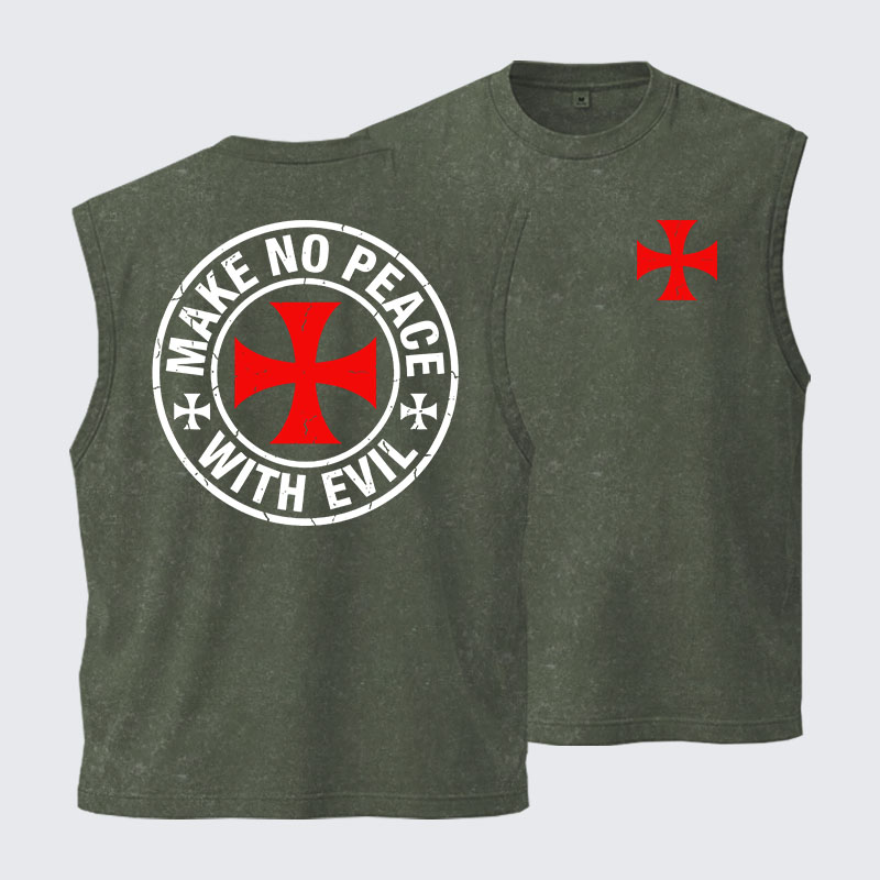 Washed Tank Top - Make No Peace with Evil Knight Templar Cross