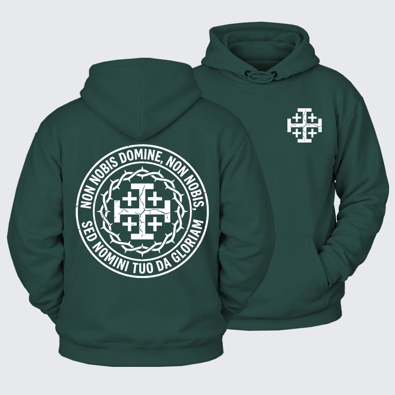 Plush Fleece-Lined Hoodie - Non Nobis Domine, Non Nobis, Sed Nomini Tuo Da Gloriam