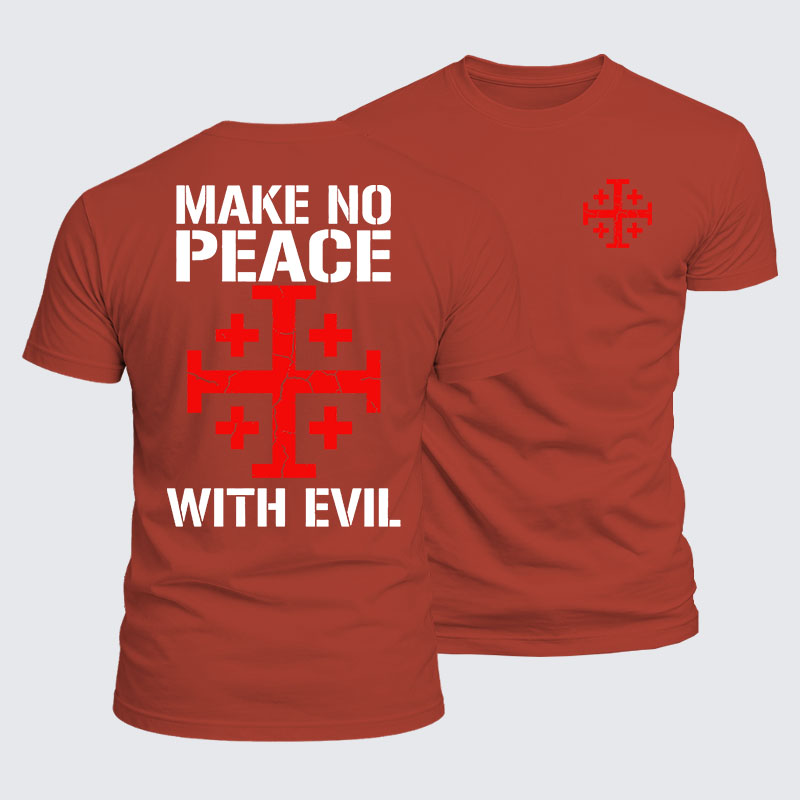 Luxe Mercerized Cotton Tee - Make No Peace with Evil Knight Templar Jerusalem Cross
