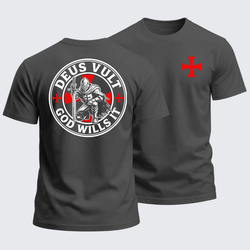 Heavyweight Cotton Tee - Knights Templar Deus Vult
