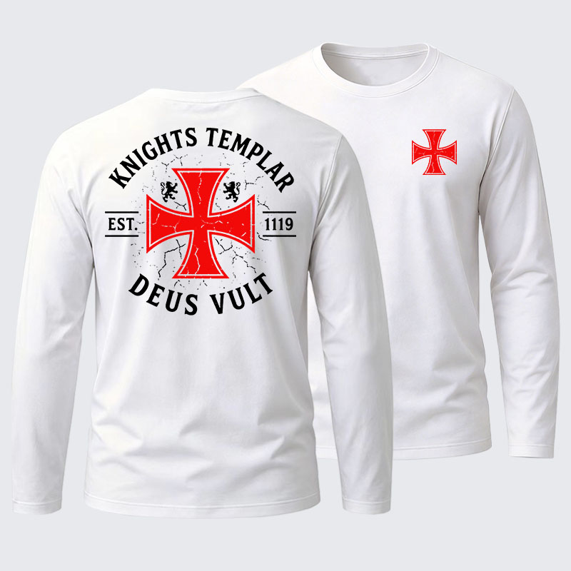 Knights Templar Deus Vult Cotton Long Sleeve T-Shirt