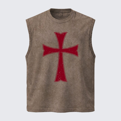 Washed Tank Top - Knights Templar Crusader Cross