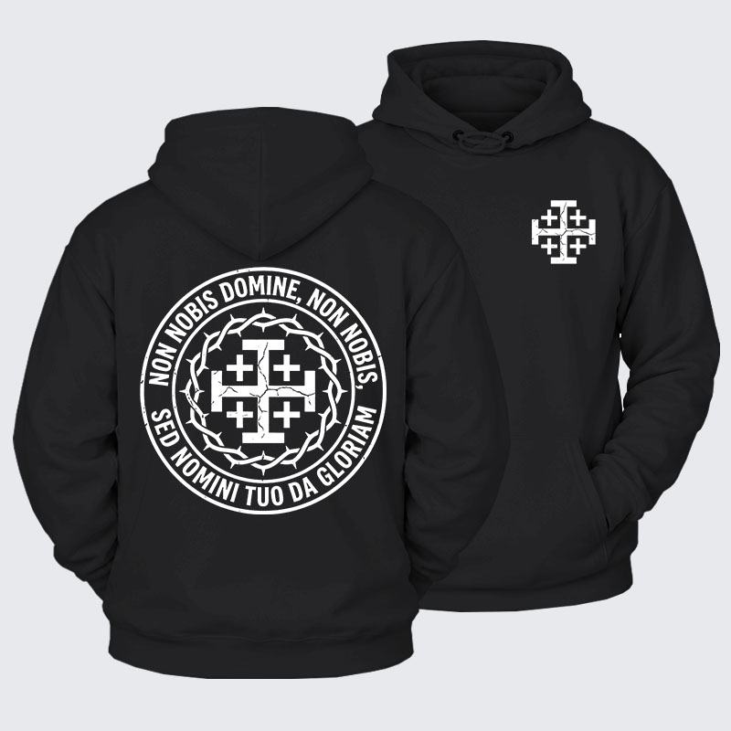 Plush Fleece-Lined Hoodie - Non Nobis Domine, Non Nobis, Sed Nomini Tuo Da Gloriam