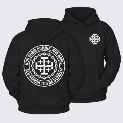 Plush Fleece-Lined Hoodie - Non Nobis Domine, Non Nobis, Sed Nomini Tuo Da Gloriam