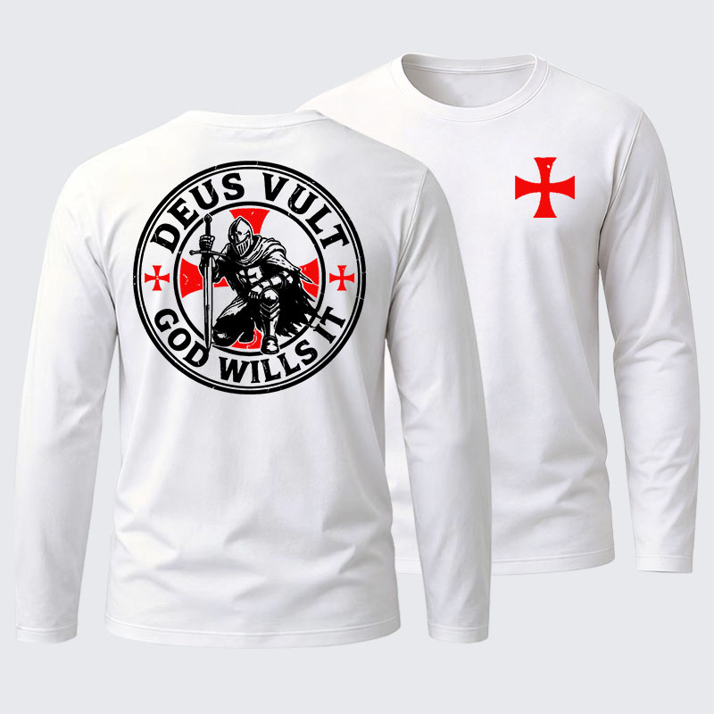 Knights Templar Deus Vult Cotton Long Sleeve T-Shirt