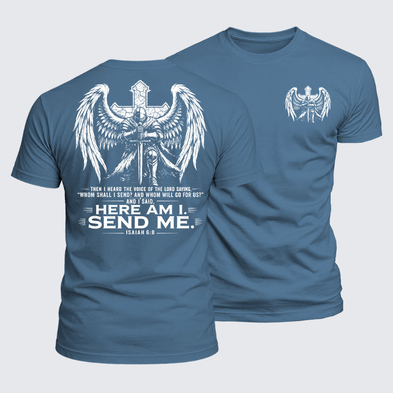 [Copy]Luxe Mercerized Cotton Tee -  Here I Am Send Me Isaiah 6:8 Knight Templar Crusader