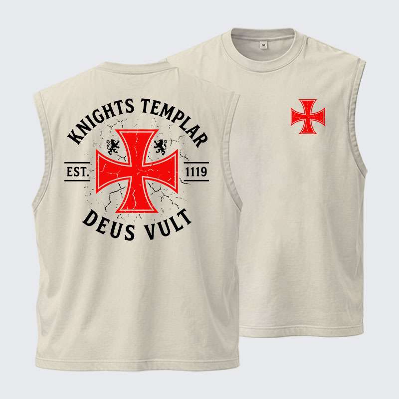 Washed Tank Top - Knights Templar Deus Vult