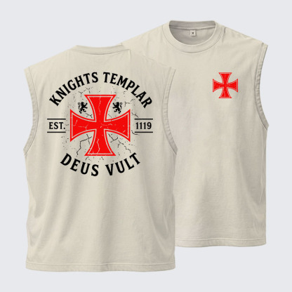 Washed Tank Top - Knights Templar Deus Vult