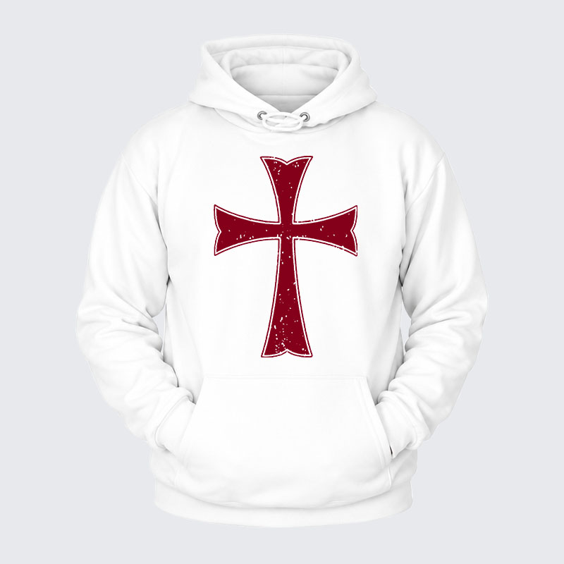 Plush Fleece-Lined Hoodie - Knights Templar Crusader Cross