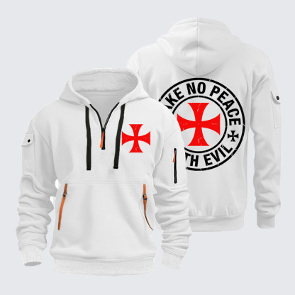Zipper Hoodies - Make No Peace with Evil Knight Templar Cross