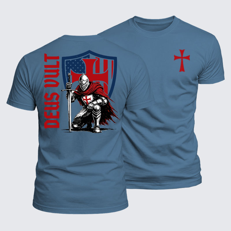 Luxe Mercerized Cotton Tee - Templar Knight Crusader Deus Vult