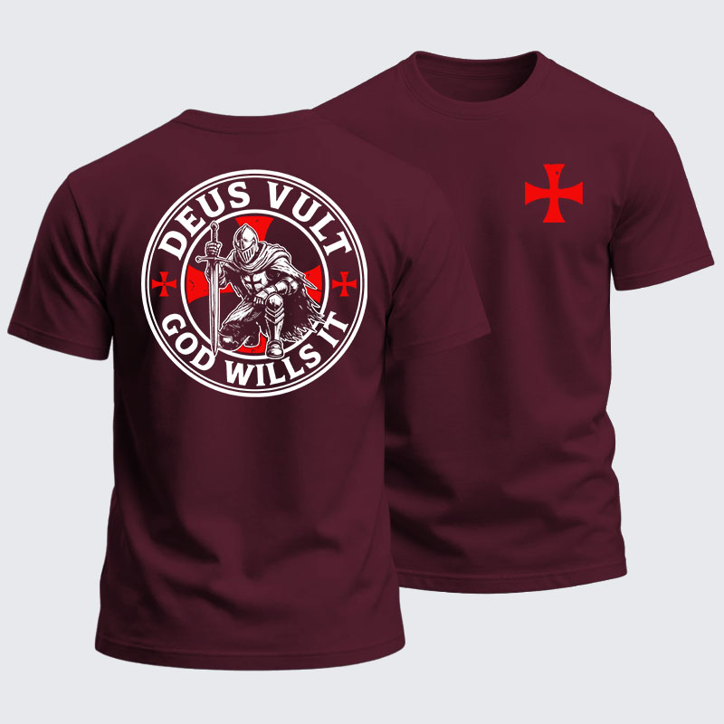 Heavyweight Cotton Tee - Knights Templar Deus Vult