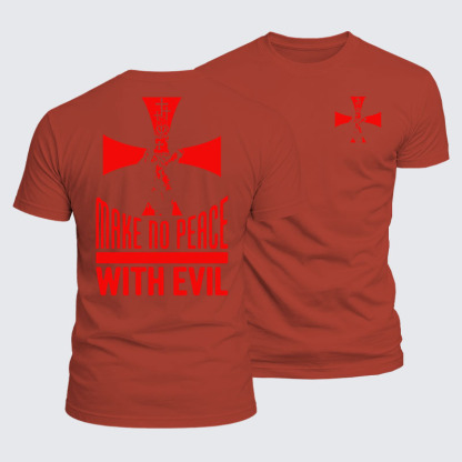 Luxe Mercerized Cotton Tee - Make No Peace with Evil Knight Templar Cross