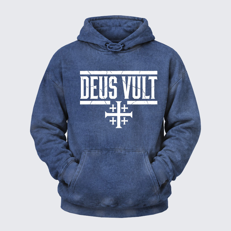 Washed Hoodie - Deus Vult