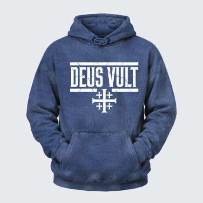 Washed Hoodie - Deus Vult