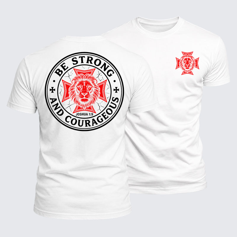 [Copy]Luxe Mercerized Cotton Tee - Be Strong And Courageous Lion Joshua 1:9