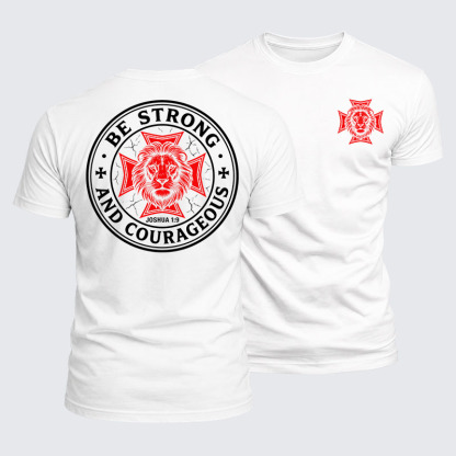 [Copy]Luxe Mercerized Cotton Tee - Be Strong And Courageous Lion Joshua 1:9