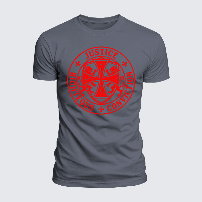 Luxe Mercerized Cotton Tee - Templar Virtues of the Knights Templar Shield