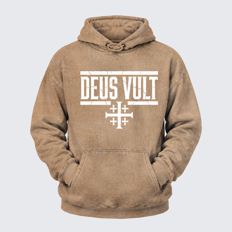 Washed Hoodie - Deus Vult