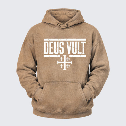 Washed Hoodie - Deus Vult