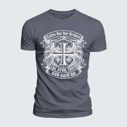 Luxe Mercerized Cotton Tee - Fallen But Not Broken The Devil Tried God Said No