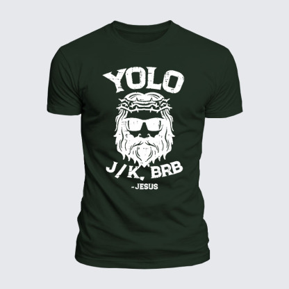 Luxe Mercerized Cotton Tee -  Yolo Jk Brb Jesus