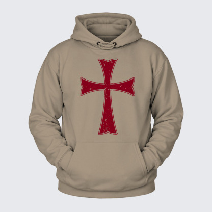 Plush Fleece-Lined Hoodie - Knights Templar Crusader Cross