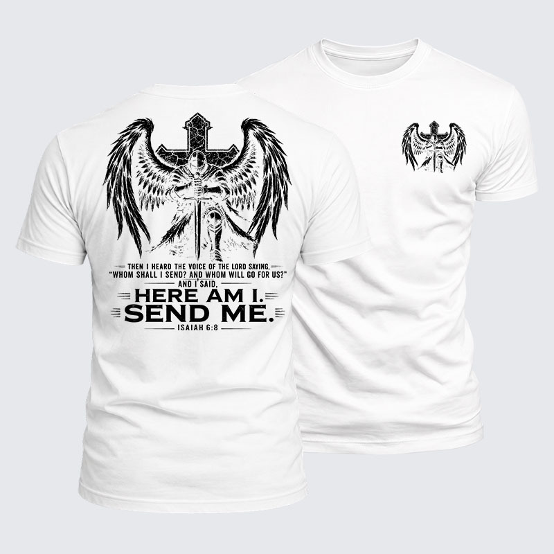 [Copy]Luxe Mercerized Cotton Tee -  Here I Am Send Me Isaiah 6:8 Knight Templar Crusader