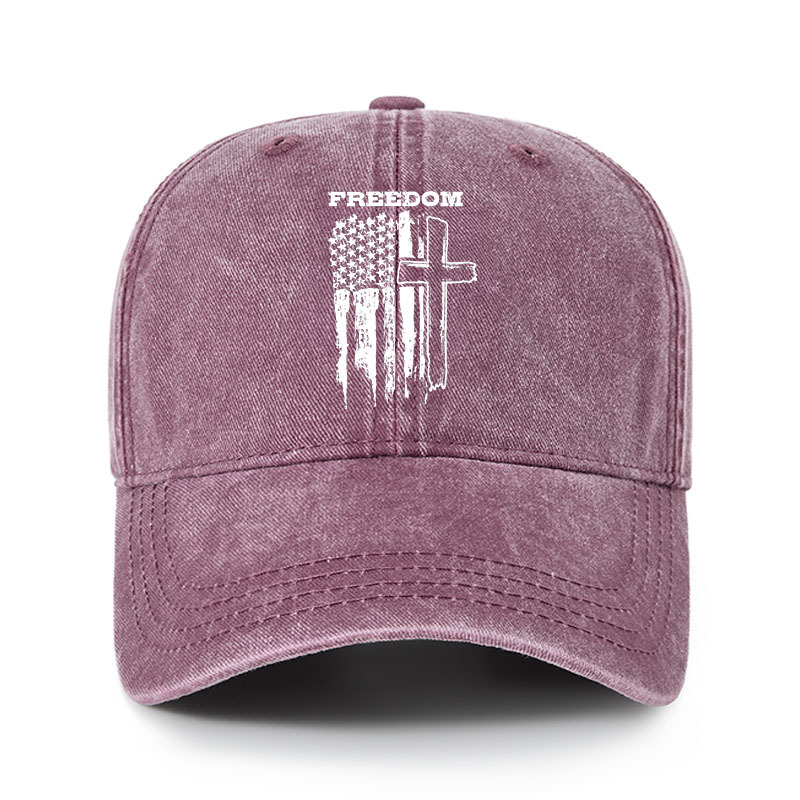 Heritage Washed Cap - Freedom Cross Vertical Flag