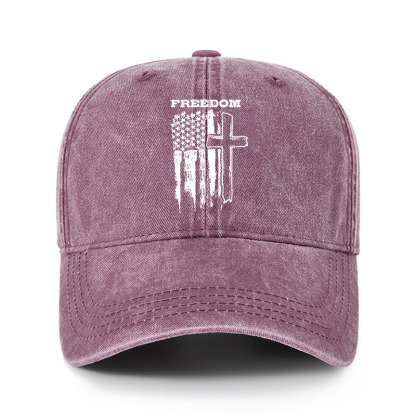 Heritage Washed Cap - Freedom Cross Vertical Flag